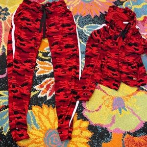 Bombshell Sportswear Red Camo Set